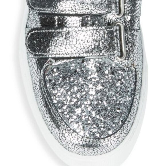 Alessandro Dell’ Acqua Leather Low Top Glitter Silver Sneaker Shoe US 8.5B NIB - Picture 8 of 15